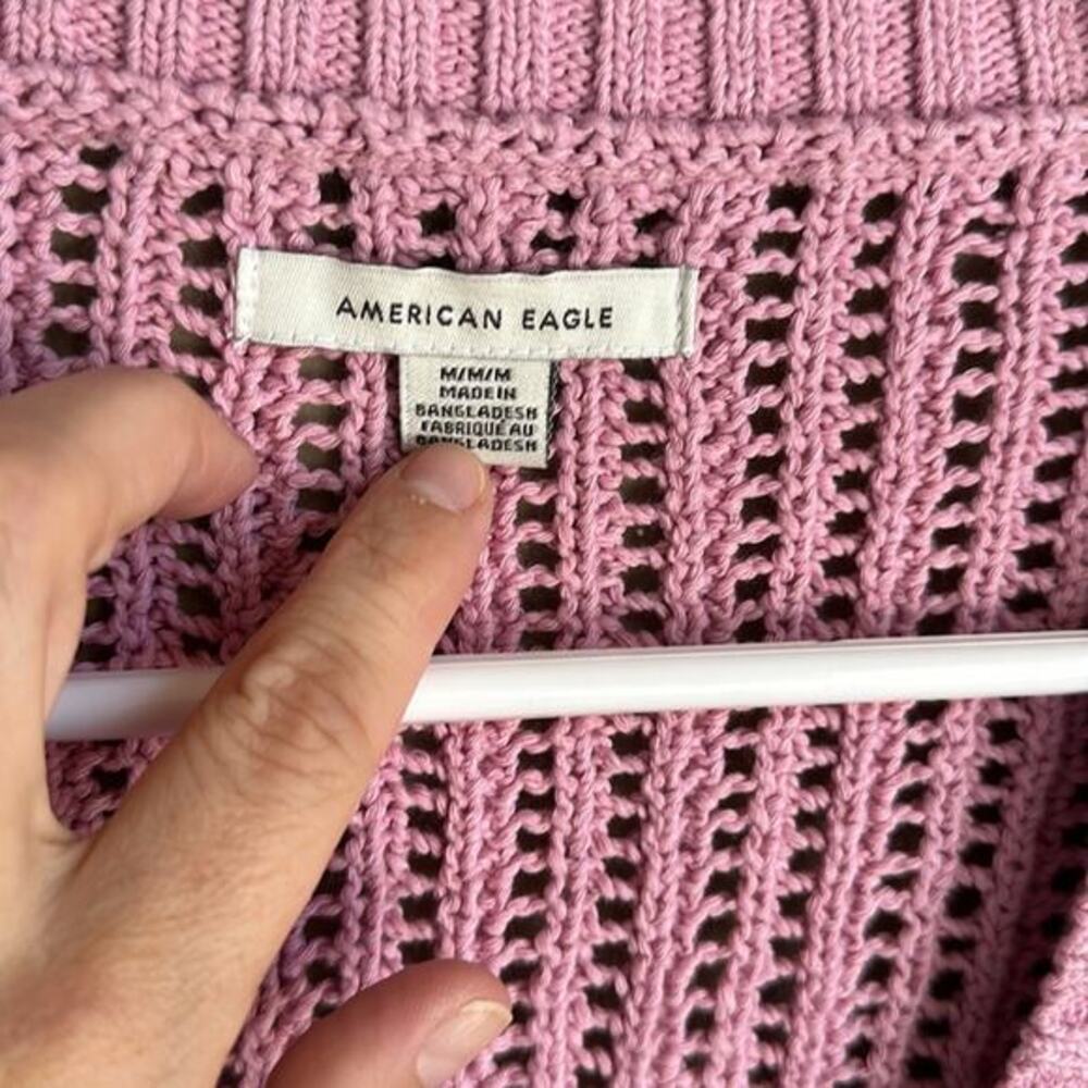 American Eagle pink chunky knit‎ from button oversized sweater size medium - Picture 2 of 4